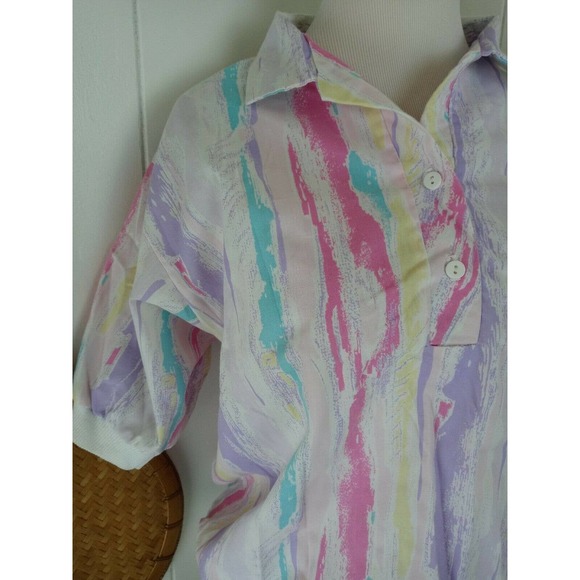 Lind Clare Pastel Button Polo Short Sleeve Top - Picture 2 of 7